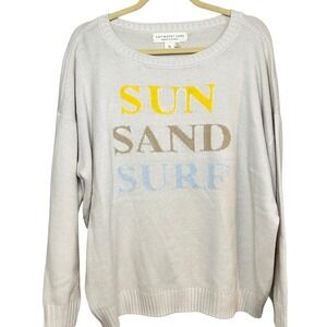 Saltwater Luxe Women's Cream Sun Sand Surf Knit Sweater‎ XL Coastal Nantucket